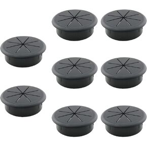 8pcs 2-3/8 inch Flexible Desk Cord Grommets Wire Organizer Hole Cover for Managing and Hiding Office PC Desktop Cable(Black)