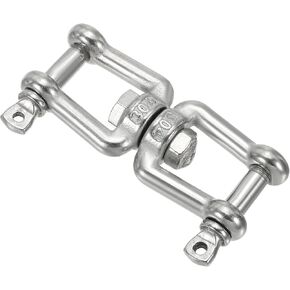 PATIKIL Double Shackle Swivel Hook M6 Working Load 300kg/66lbs, 304 Stainless Steel Jaw to Jaw Swivel Shackle Ring Connector for Marine Mooring Hanging