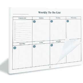 Nook Theory 8.5" x11" Weekly Task Planner Pad Tear Off - 52 Pages Undated To Do List Notepad, Full Year Productivity Planning Pad for Study and Work Desk (Play)