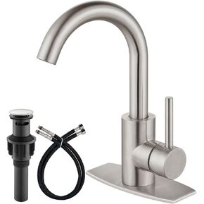 Airuida بار بالوعة صنبور ثقب واحد مقبض واحد بالوعة الحمام صنبور المطبخ الإعدادية الصغيرة الرطب مزرعة RV مرحاض الغرور صنبور خلاط 360 درجة صنبور دوار مع استنزاف المنبثقة ماتي الأسود in Kuwait