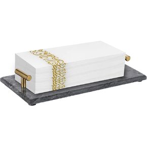 Sumnacon Guest Towel Holder Tray for Bathroom,Marble Napkin Holders for Paper Napkins,Bathroom Napkin Holder Tray with Feets,Elegant Napkin Holder for Bathroom Toilet Dining Table Kitchen, Grey