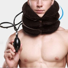 Cervical Neck Traction Device for Neck Pain Relief Adjustable Inflatable Neck Stretcher Neck Brace Neck Traction Pillow for Neck Decompression and Neck Tension Relief(Brown)