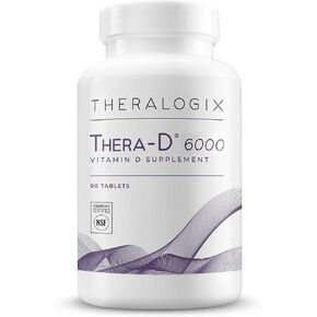 Theralogix Thera-D 6000 Vitamin D Supplement - 6,000 IU (150 mcg) Vitamin D3 Tablets - 90-Day Supply - Immune Support Supplement for Women & Men - Aids Bone & Heart Health - NSF Certified - 90 Tablets