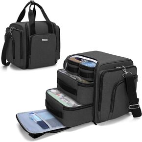 BAFASO Large Pill Bottle Organizer with 4 Inner Removable Pouches, Family First Aid Bag Medicine Bag Come with Shoulder Strap (BAG ONLY), Black