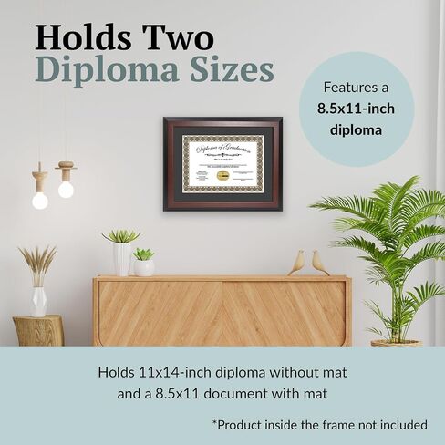 Creative Picture Frames 11x14-inch Mahogany Diploma Frame with Black Mat to Hold 8.5" x 11" Graduation Certificate Documents with Installed Wall Hanger in Kuwait