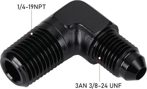 Podavelle 6AN Male Flare to 1/8 NPT Pipe Fitting Adapter Union Connector Straight Aluminum Black, Pack of 2 in Kuwait