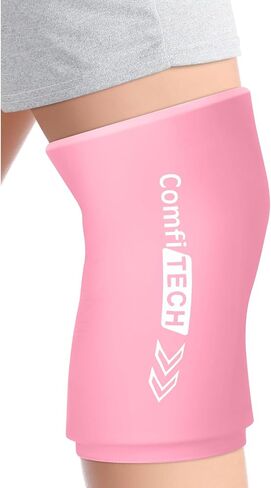 Comfitech Large Knee Ice Sleeve for Injuries Compression Sleeve, Flexible Gel Ice Pack, Reusable Cold Pack Therapy for Calf Injuries, Meniscus Surgery Recovery, Bruises & Sprains (Pink Medium) in Saudi Arabia
