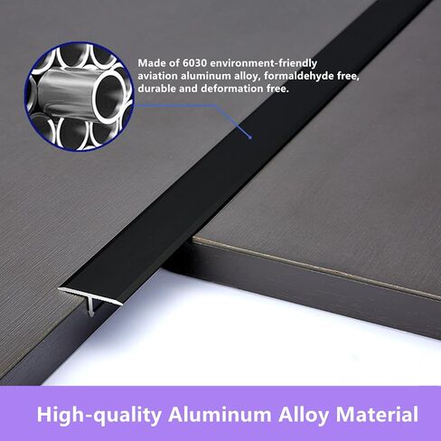 10 Pcs Aluminium Alloy T Molding Floor Transition Strip 48" Long Doorway Edge Trim for Wood,Tile,Vinyl,Laminate Floors Bridges The Gap (Black, 0.77"(19.5mm) Wide) in Saudi Arabia