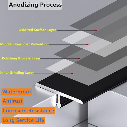 10 Pcs Aluminium Alloy T Molding Floor Transition Strip 48" Long Doorway Edge Trim for Wood,Tile,Vinyl,Laminate Floors Bridges The Gap (Black, 0.77"(19.5mm) Wide) in Saudi Arabia
