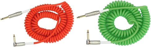 Cable Kirlin IMK-202PFGL-30/RDF-Straight Premium Coil Instrument Cable, Red Translucent PVC Jacket-30ft, 1/4" Mono Plug, Straight to Right Angle, (IMK-202PFGL-30/RDF) in Saudi Arabia