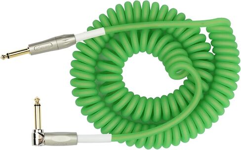 Cable Kirlin IMK-202PFGL-30/RDF-Straight Premium Coil Instrument Cable, Red Translucent PVC Jacket-30ft, 1/4" Mono Plug, Straight to Right Angle, (IMK-202PFGL-30/RDF) in Saudi Arabia