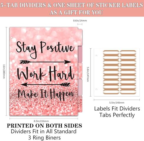 Lateefah 3 Ring Binder, 1 Inch Binder Organizer for Letter Size(8.5'' x 11'') with 5-Tab Dividers and Pockets, Portfolio Binder Cute Binder with Low Profile Clipboard for Office, School Supplies in Saudi Arabia
