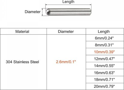uxcell 2x8mm Dowel Pins, 50pcs 304 Stainless Steel Round Head Flat Chamfered End Dowel Pin Bunk Bed Pins Shelf Pegs Support Shelves Fasten Elements in Saudi Arabia