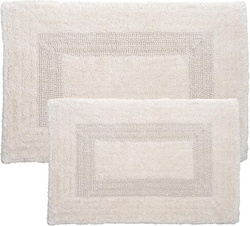 Cotton Bath Mat Set- 2 Piece 100 Percent Cotton Mats- Reversible, Soft, Absorbent and Machine Washable Bathroom Rugs By Lavish Home (Brick) in Saudi Arabia