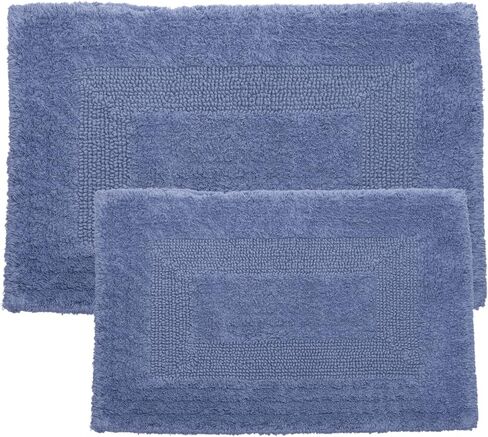 Cotton Bath Mat Set- 2 Piece 100 Percent Cotton Mats- Reversible, Soft, Absorbent and Machine Washable Bathroom Rugs By Lavish Home (Brick) in Saudi Arabia
