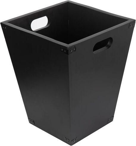 VERGOODR Gray Farmhouse Style Torched Wood Square Waste Bin with Decorative Metal Brackets Trash Can for Bedroom,living room, Bathroom & Office in Saudi Arabia
