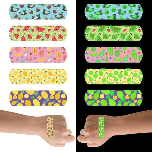 100pcs Luminous Cartoon Bandages with 5 Styles, 2.83x0.75in Flex Fabric Cartoon Bandages Waterproof Breathable Bandages to Protect Wounds for Adults Boys Girls(Dinosaur Style) in Saudi Arabia