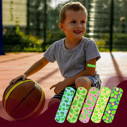 100pcs Luminous Cartoon Bandages with 5 Styles, 2.83x0.75in Flex Fabric Cartoon Bandages Waterproof Breathable Bandages to Protect Wounds for Adults Boys Girls(Dinosaur Style) in Saudi Arabia