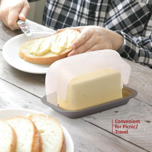 Signoraware Butter Dish with Lid – Butter Holder with Lid for 2 Butter Sticks – BPA-Free and Dishwasher-Safe – Unbreakable Butter Container – One-Hand Opening – Ideal for Counter, Fridge, Picnic in Saudi Arabia