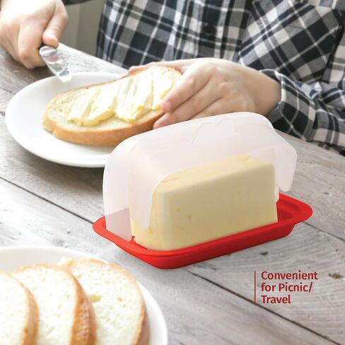 Signoraware Butter Dish with Lid – Butter Holder with Lid for 2 Butter Sticks – BPA-Free and Dishwasher-Safe – Unbreakable Butter Container – One-Hand Opening – Ideal for Counter, Fridge, Picnic in Saudi Arabia