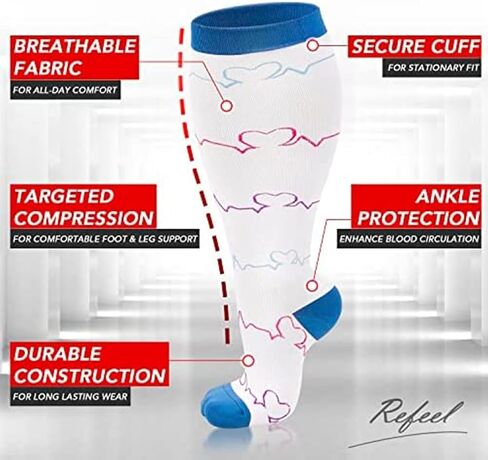 1 Pack Plus Size Compression Socks for Women and Men, 20-30mmhg Extra Large Stockings for Circulation Support in Saudi Arabia