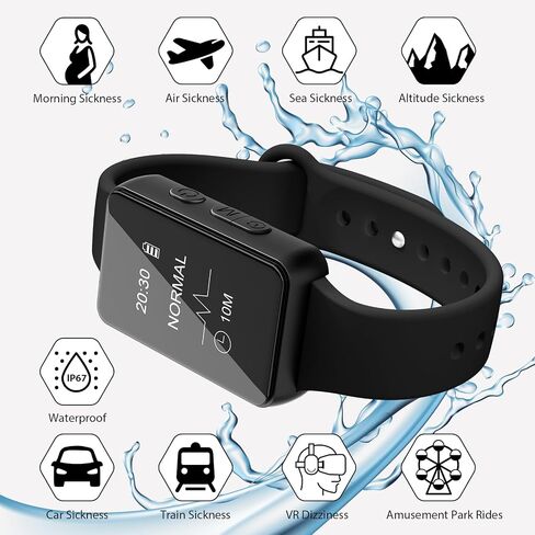 Motion Sickness Bands, Anti-Nausea Wristband Relieve Morning Motion Travel Car Sickness Sea Bands Pregnant Women Airplane Travel Essentials Rechargeable No Gel Drug Free Without Side Effects Black in Saudi Arabia