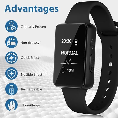 Motion Sickness Bands, Anti-Nausea Wristband Relieve Morning Motion Travel Car Sickness Sea Bands Pregnant Women Airplane Travel Essentials Rechargeable No Gel Drug Free Without Side Effects Black in Saudi Arabia