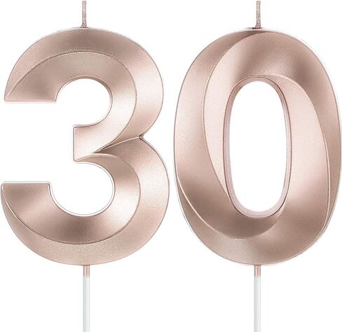 30th Birthday Candles, 3D Diamond Shape Number 30 Candles Cake Topper Numeral Candles for Party Decoration Reunions Theme Party Anniversary (Black, 2 Inch) in Saudi Arabia