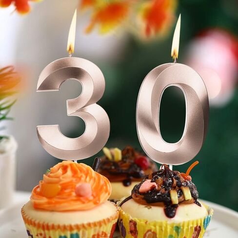 30th Birthday Candles, 3D Diamond Shape Number 30 Candles Cake Topper Numeral Candles for Party Decoration Reunions Theme Party Anniversary (Black, 2 Inch) in Saudi Arabia