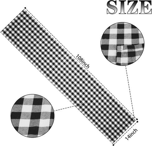 Buffalo Plaid Table Runner 14x72inch Classic Farmhouse Table Runner Black and White Buffalo Check Table Runner for Wedding Christmas Thanksgiving Family Dinner Party Decoration in Saudi Arabia