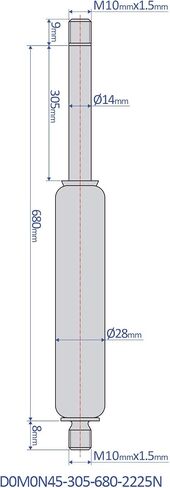 Bansbach – 35 inch (885mm) Stainless Steel Gas Spring, Force 2445N (550lb) - Hydraulic Tools & Accessories, Heavy Duty, Standard Model in Saudi Arabia