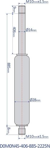 Bansbach – 35 inch (885mm) Stainless Steel Gas Spring, Force 2445N (550lb) - Hydraulic Tools & Accessories, Heavy Duty, Standard Model in Saudi Arabia