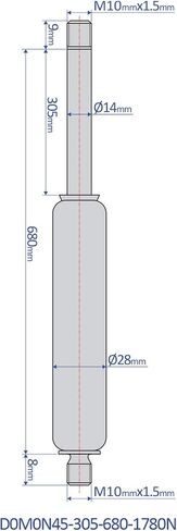 Bansbach – 35 inch (885mm) Stainless Steel Gas Spring, Force 2445N (550lb) - Hydraulic Tools & Accessories, Heavy Duty, Standard Model in Saudi Arabia