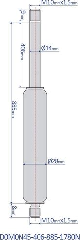 Bansbach – 35 inch (885mm) Stainless Steel Gas Spring, Force 2445N (550lb) - Hydraulic Tools & Accessories, Heavy Duty, Standard Model in Saudi Arabia