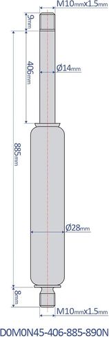 Bansbach – 35 inch (885mm) Stainless Steel Gas Spring, Force 2445N (550lb) - Hydraulic Tools & Accessories, Heavy Duty, Standard Model in Saudi Arabia