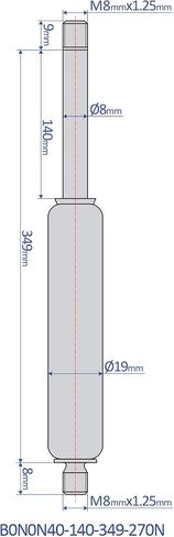 Bansbach – 11 inch (272mm) Stainless Steel Gas Spring, Force 225N (50lb) - Hydraulic Tools & Accessories, Heavy Duty, Standard Model in Saudi Arabia