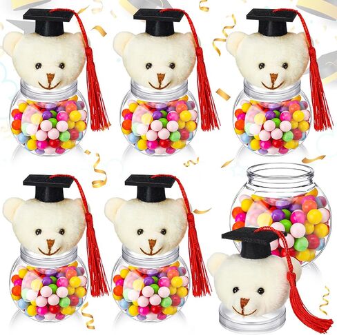 6 Pcs Graduation Bear Jar 14 oz Graduation Candy Jars Set Clear Fillable Plastic Container with Graduation Bear Graduation Party Supplies for 2024 Graduation Party Decoration Gift in Saudi Arabia