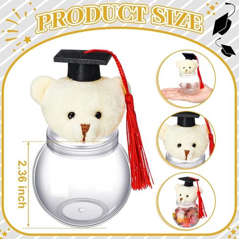 6 Pcs Graduation Bear Jar 14 oz Graduation Candy Jars Set Clear Fillable Plastic Container with Graduation Bear Graduation Party Supplies for 2024 Graduation Party Decoration Gift in Saudi Arabia
