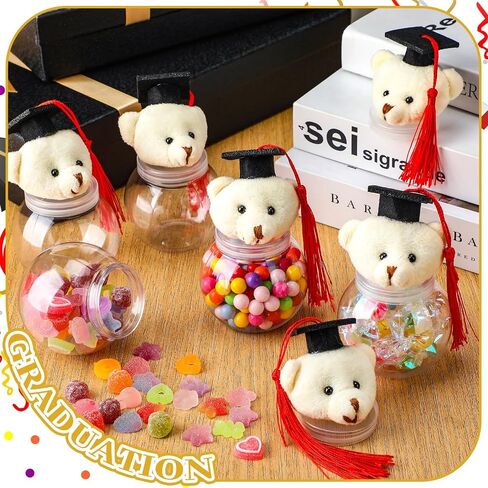 6 Pcs Graduation Bear Jar 14 oz Graduation Candy Jars Set Clear Fillable Plastic Container with Graduation Bear Graduation Party Supplies for 2024 Graduation Party Decoration Gift in Saudi Arabia