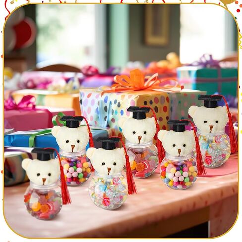 6 Pcs Graduation Bear Jar 14 oz Graduation Candy Jars Set Clear Fillable Plastic Container with Graduation Bear Graduation Party Supplies for 2024 Graduation Party Decoration Gift in Saudi Arabia