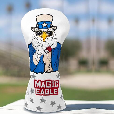 أغطية رأس خشبية للجولف غطاء السائق 3 أغطية رأس خشبية أغطية رأس هجينة مطرزة بنمط الولايات المتحدة الأمريكية تصميم النسر السحري أغطية رأس نادي الجولف أغطية رأس خشبية مصنوعة يدويًا in Kuwait