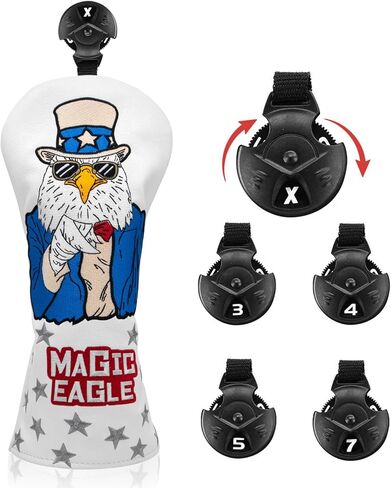 أغطية رأس خشبية للجولف غطاء السائق 3 أغطية رأس خشبية أغطية رأس هجينة مطرزة بنمط الولايات المتحدة الأمريكية تصميم النسر السحري أغطية رأس نادي الجولف أغطية رأس خشبية مصنوعة يدويًا in Kuwait