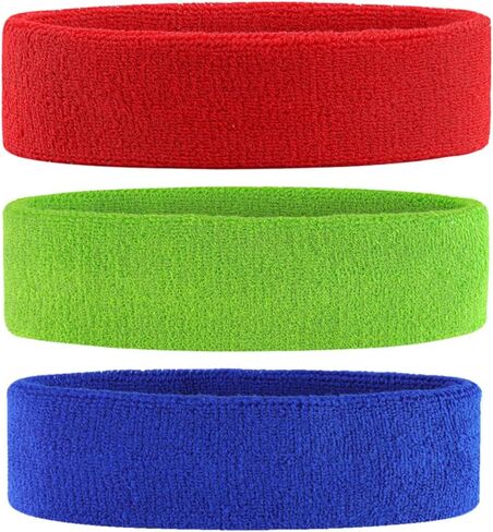 Stop Sweating No Smell No Itch Headband Sweatband,Popular Gift for Workout and Costumes, Stretchy Terry Fit All Ages (3pcs) in Kuwait