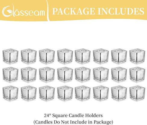 Glasseam Gold Candle Holders for Table Centerpiece, Square Tealight Candle Holder Set of 12, Small Mercury Glass Candle Holder for Tea Light, Glitter Votive Candle Holders for Wedding Table Decor in Saudi Arabia