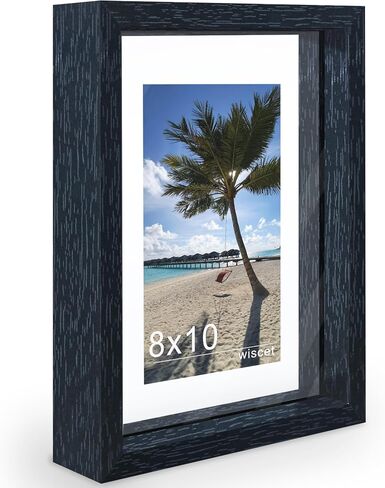 5x7 Floating Picture Frame, Double Glass Photo Frame, Made of Tempering Glass Display Any Size Photo (3.5x5 4x6) up to 5 x 7, Free Standing, Easy to Change Photos, for Wall and Tabletop, Black in Saudi Arabia