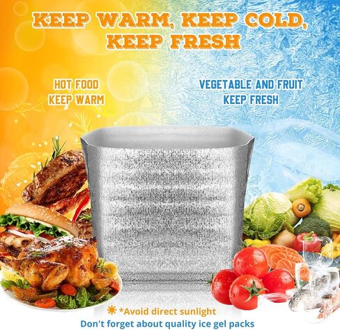 100 قطعة من بطانات الصناديق المعزولة بالرقائق مقاس 10 × 10 × 10 بوصة، صناديق شحن معزولة باللون الفضي، حقيبة حرارية مانعة للتسرب للأغذية المجمدة، حاويات شحن باردة عديمة الرائحة للأسماك المجمدة واللحوم ومستحضرات التجميل in Kuwait