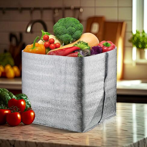 100 قطعة من بطانات الصناديق المعزولة بالرقائق مقاس 10 × 10 × 10 بوصة، صناديق شحن معزولة باللون الفضي، حقيبة حرارية مانعة للتسرب للأغذية المجمدة، حاويات شحن باردة عديمة الرائحة للأسماك المجمدة واللحوم ومستحضرات التجميل in Kuwait