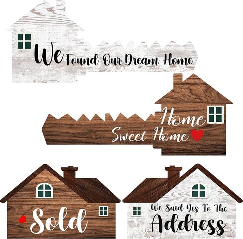 2 Pieces Sold Signs, Double Sided Social Media Photo Props, House Shaped and Home Key Shaped Decor Closing Gift Double Sided Agent Supplies and Signs in Saudi Arabia