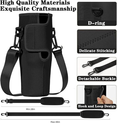 Water Bottle Holder With Strap For Stanley 40 Oz Tumbler,Stanley Cup Holder With Strap With Phone Pocket,Stanley Cup Carrier With 4 Pack Silicone Cowboy Hat Straw Cover,Tumbler Stanley Cup Accessories in Saudi Arabia