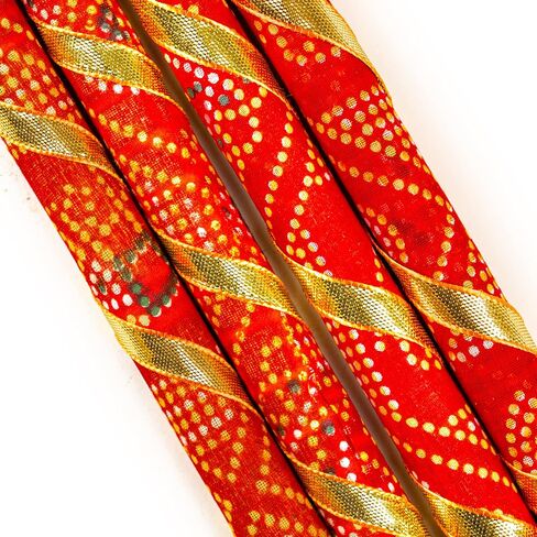 Traditional Dandiya Garba Decorative Sticks set of 2 Pairs for Navratri Celebration Dance Assorted Colors ((White and Golden Design-4 Sticks)) in Saudi Arabia